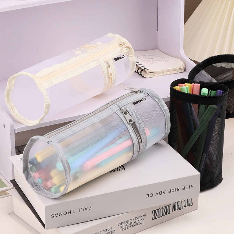 

Mesh Pencil Case Transparent Pencil Case Girls Cute Stationery Trousse Large Capacity Pen Holder