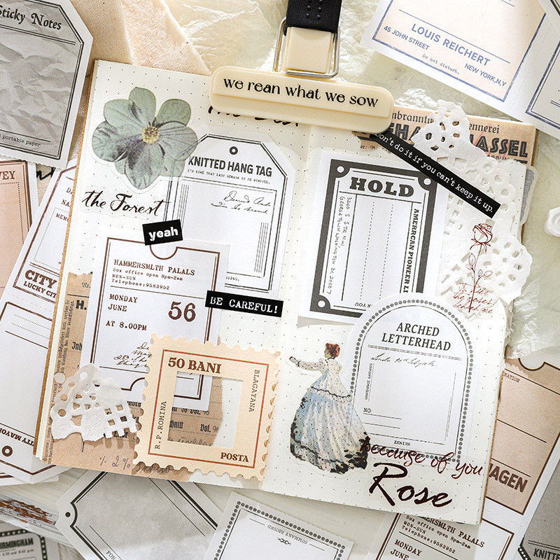 

20Pcs Retro Symmetry Tearable Sticky Note Paper Diy Handbook Material Scrapbooking Label Diary