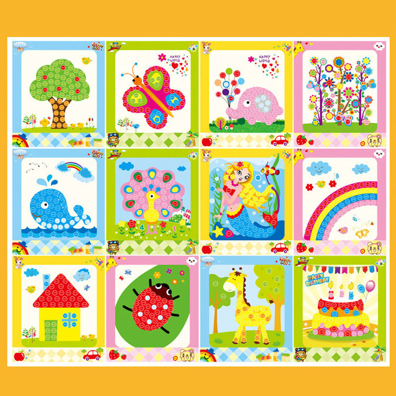 

Kids Diy Button Stickers Drawing Toys Funny Game Handmade School Art Class Painting Drawing Craft