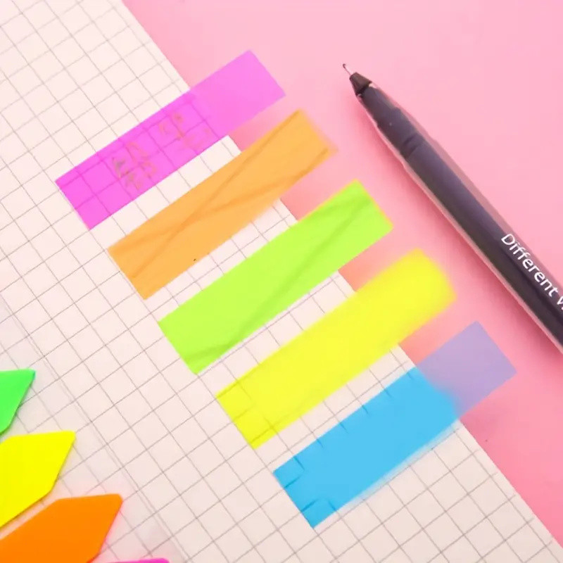 

Multi Colors Pet Fluorescent Index Sticky Notes, Student Office Marking Bookmark Indication Note