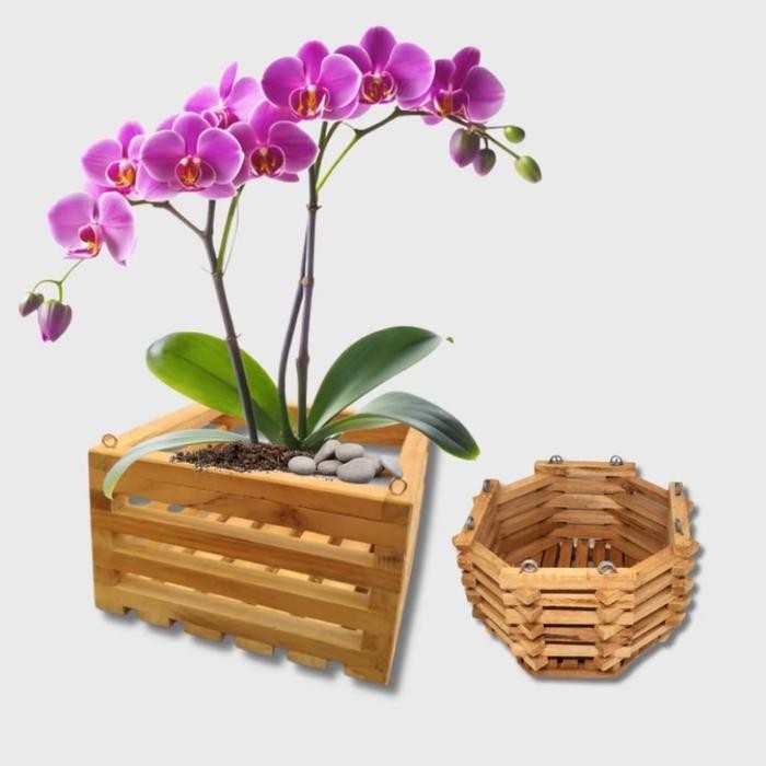 JTTOP" POT ANGGREK KAYU 18CM/POT KAYU 18CM/POT ANGGREK MURAH