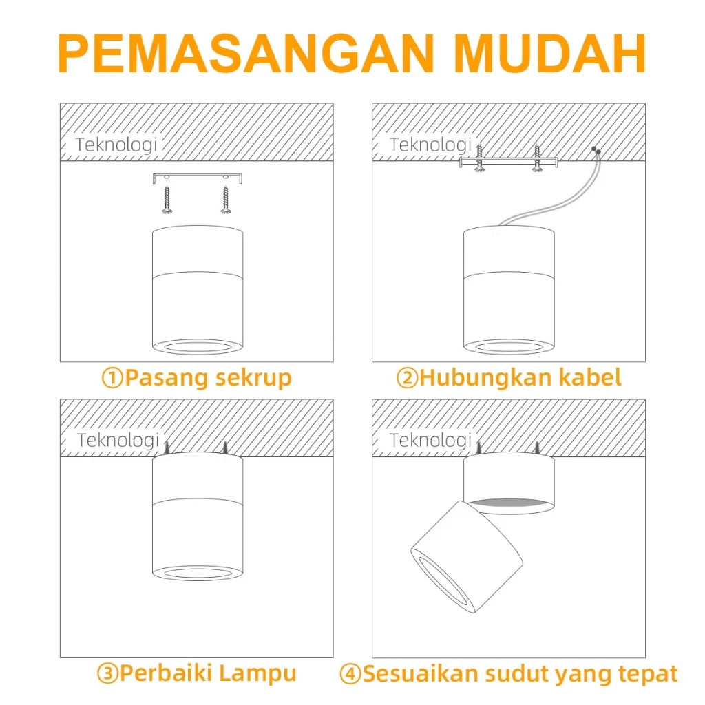 Ruparupa Craft Lampu Downlight 3 Warna Lampu Sorot Led Dapat Dilipat Indoor Downlight Outbow 7W 10W