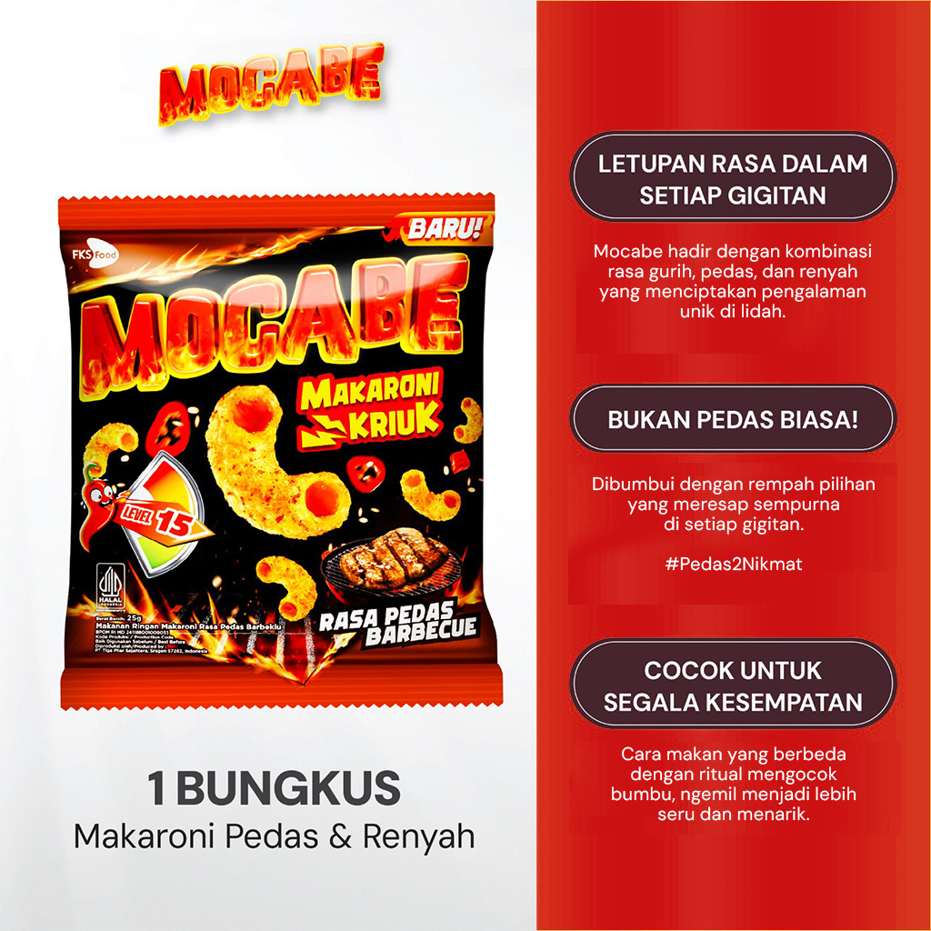

Mocabe - Barbecue - Small Pack - 1 Karton (6 renceng) - 60 Pcs - 25gr (Free 12 Pcs)