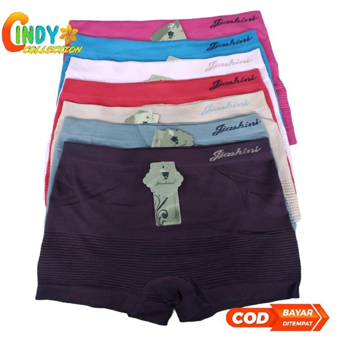 Zareen- Murah 3 Pcs Celana Dalam Wanita Segi Empat Rajut Jiashini Celana Boxer Wanita Jumbo