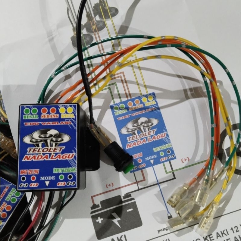 Modul Klakson Telolet 3Corong 17Nada Basuri 12/24v universal