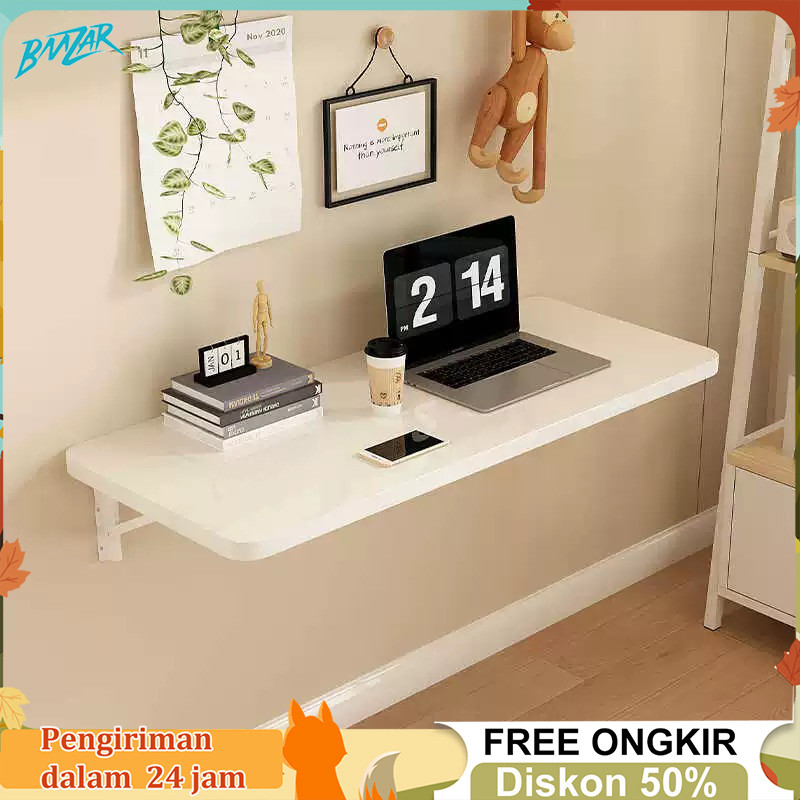 BMZAR Meja Dinding Tempel Lipat Meja Belajar Tempel Dinding Meja Tempat Laptop Makan Lipat Dinding *