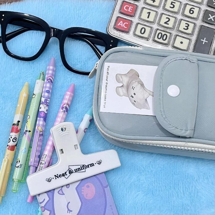 

Pencil case DOUBLE ZIPPER tempat pensil retro heart zipper large capacity stationery cosmetic pouch