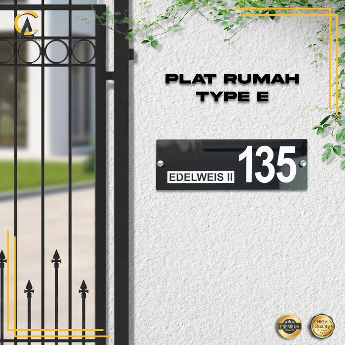 *CepatSampai*_ Plat Rumah Gold Timbul / Plat Nomor Rumah Akrilik / Plat Rumah Akrilik