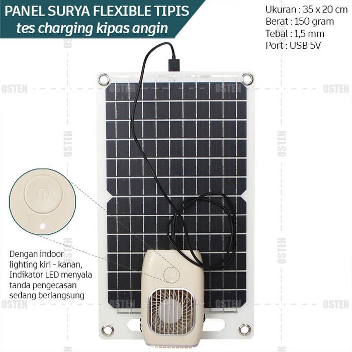 Solar panel monokristalin lentur flexible ringan tipis 10W / HP arger / cas ponsel tenaga surya