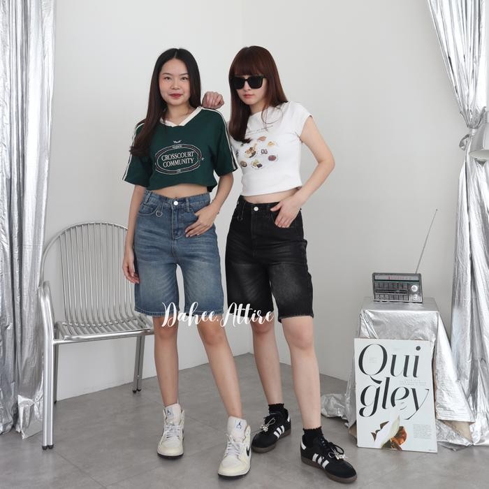 Blumjean- Dal Jeans - Celana Pendek Wanita Jeans Jorts Wanita Biker Short