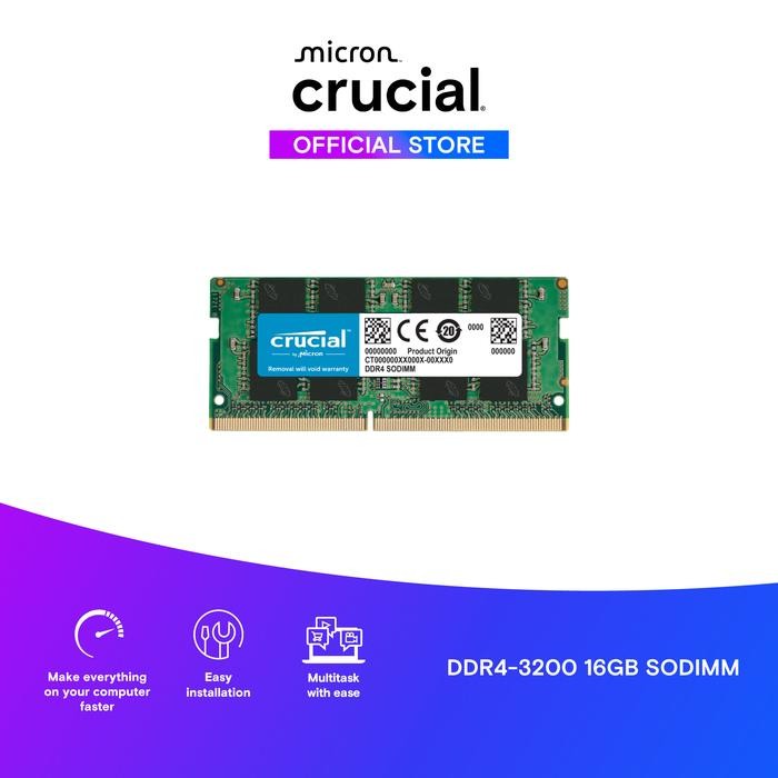 Crucial SODIMM Memory 8GB 16GB 32GB DDR4 3200Mhz RAM Laptop Notebook