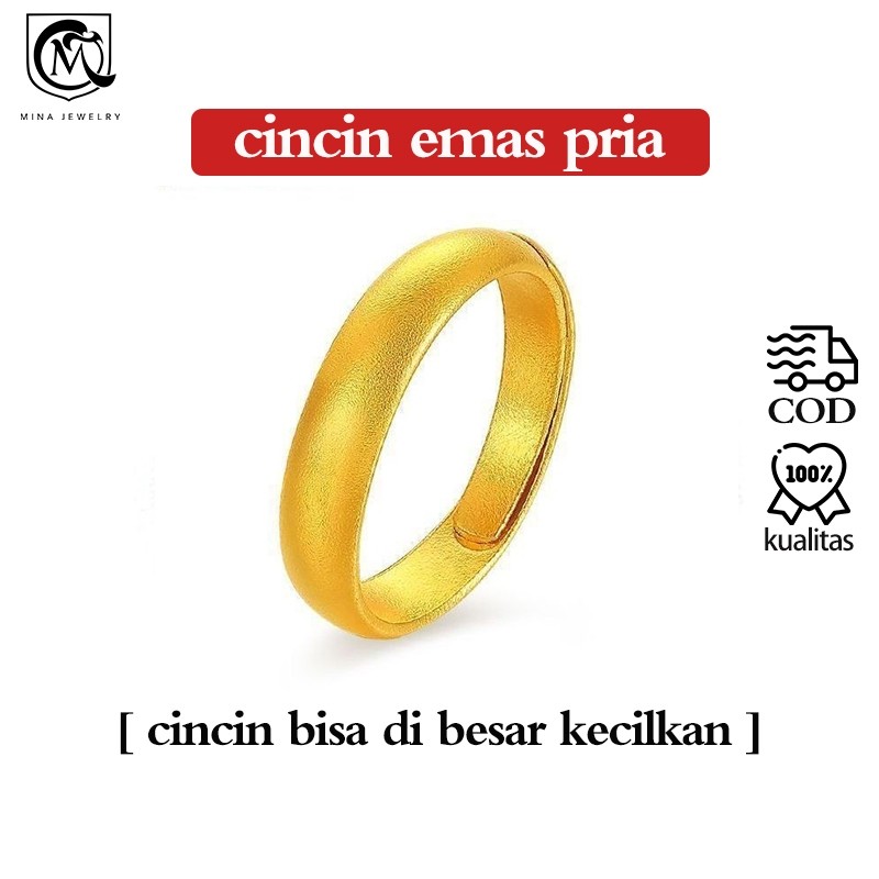 [COD]Cincin emas pria cincin emas muda vintage matte cincin pasangan fashion cincin bulat polos cinc