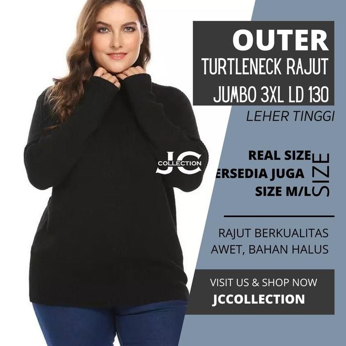 Coatelle- Sweater Turtleneck Wanita Big Size / Sweater Rajut Jumbo - Jcfashion