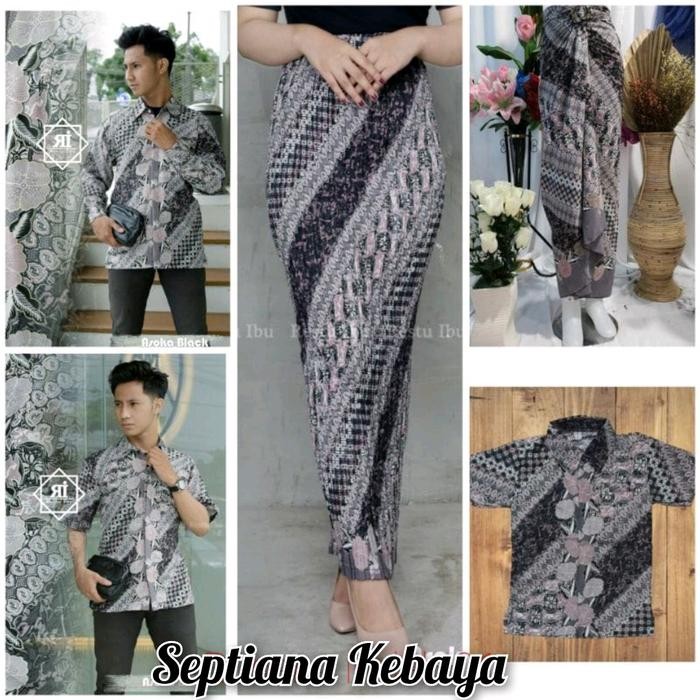 Trenatik- Couple Batik Asoka Black New Motif Batik Terbaru Septiana Kebaya / Batik Asoka Black /