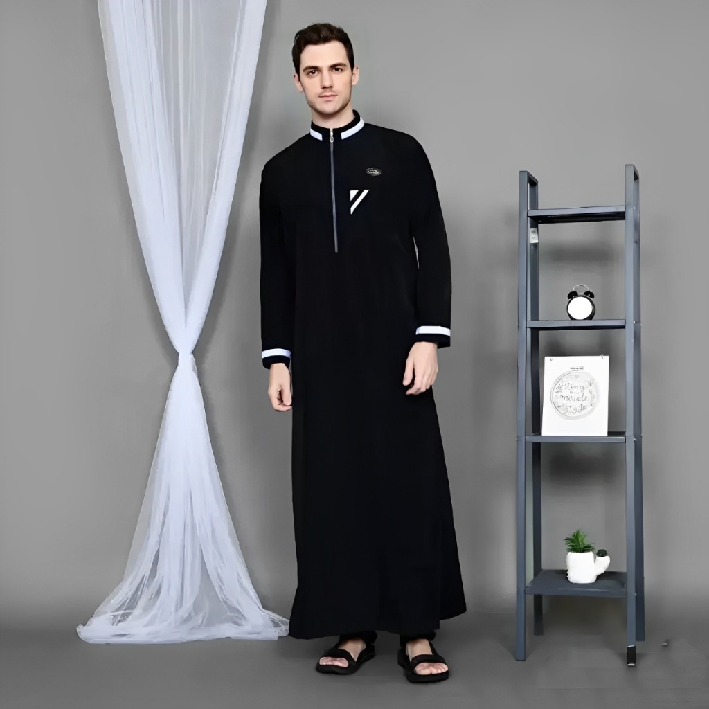 PROMO / Dstore - Jubah Pria Polos Motif List - Gamis Pria - Jubah Dewasa - Baju Koko