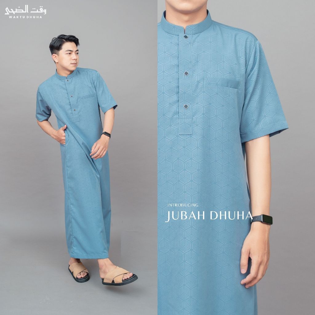 PROMO / WAKTU DHUHA - Jubah Dhuha Gamis Lengan Pendek Pria Slimfit Premium