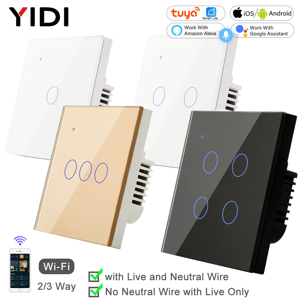 Tuya WiFi Smart On Off Light Switch 220V Power Button Wall Touch