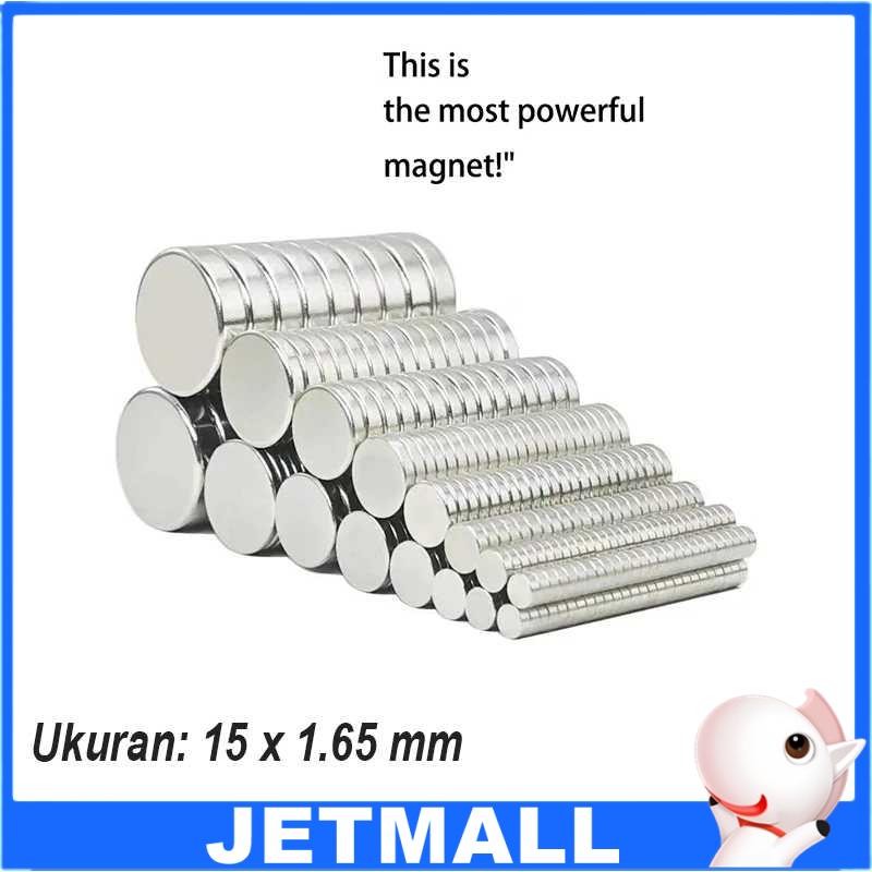

Jetmall Magnet Bulat Powerful Neodymium NdFeB N35 15x1.65mm 50 PCS - YN35