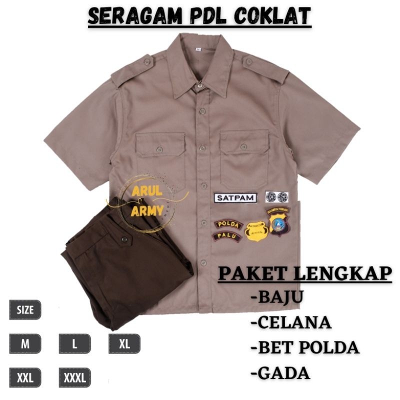 Terlaris Paket Lengkap Seragam Security Satpam Pdh Pdl Coklat Terbaru Baju Satpam Coklat Seragam