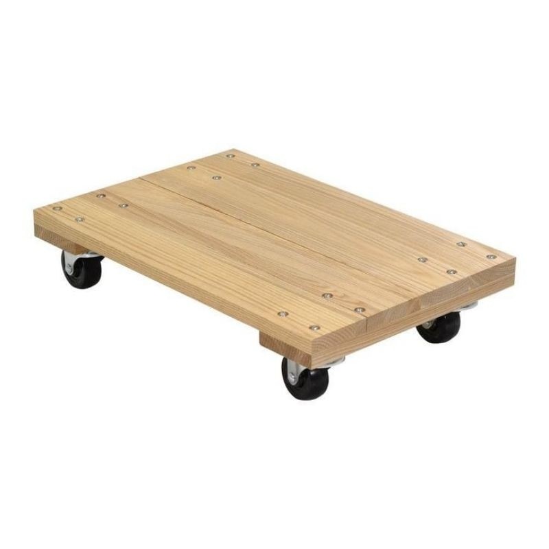 papan troly kayu jati belanda / alas papan kayu dengan roda 2inch / alas lemari kayu dengan roda