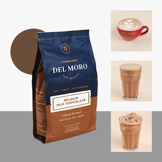 

DELMORO Belgium Milk Chocolate 800gr-Bubuk Serbuk Minuman Rasa Coklat