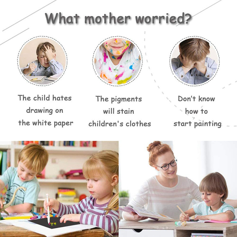 

Children Diy Scratch Painting Note 10 Sheets Magic Color Rainbow Scratch Art Paper Cards With