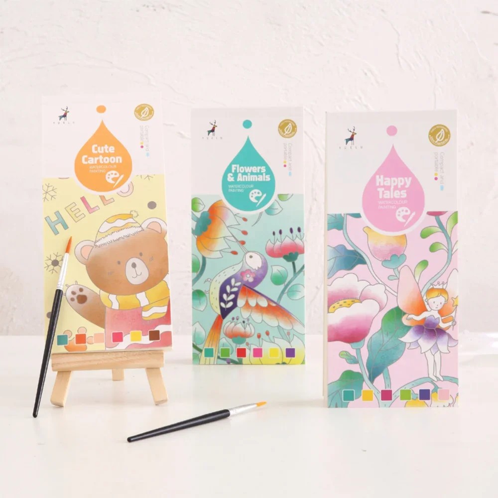 

20 Sheets Portable Children Watercolor Painting Book Paint With Water Kids Gouache Graffiti Picture