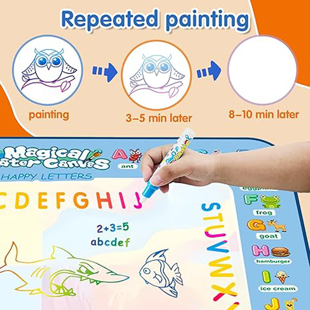 

100X80Cm Magic Water Drawing Mat With Reusable Magic Pens, Drawing Board Toy For Kids, Doodle