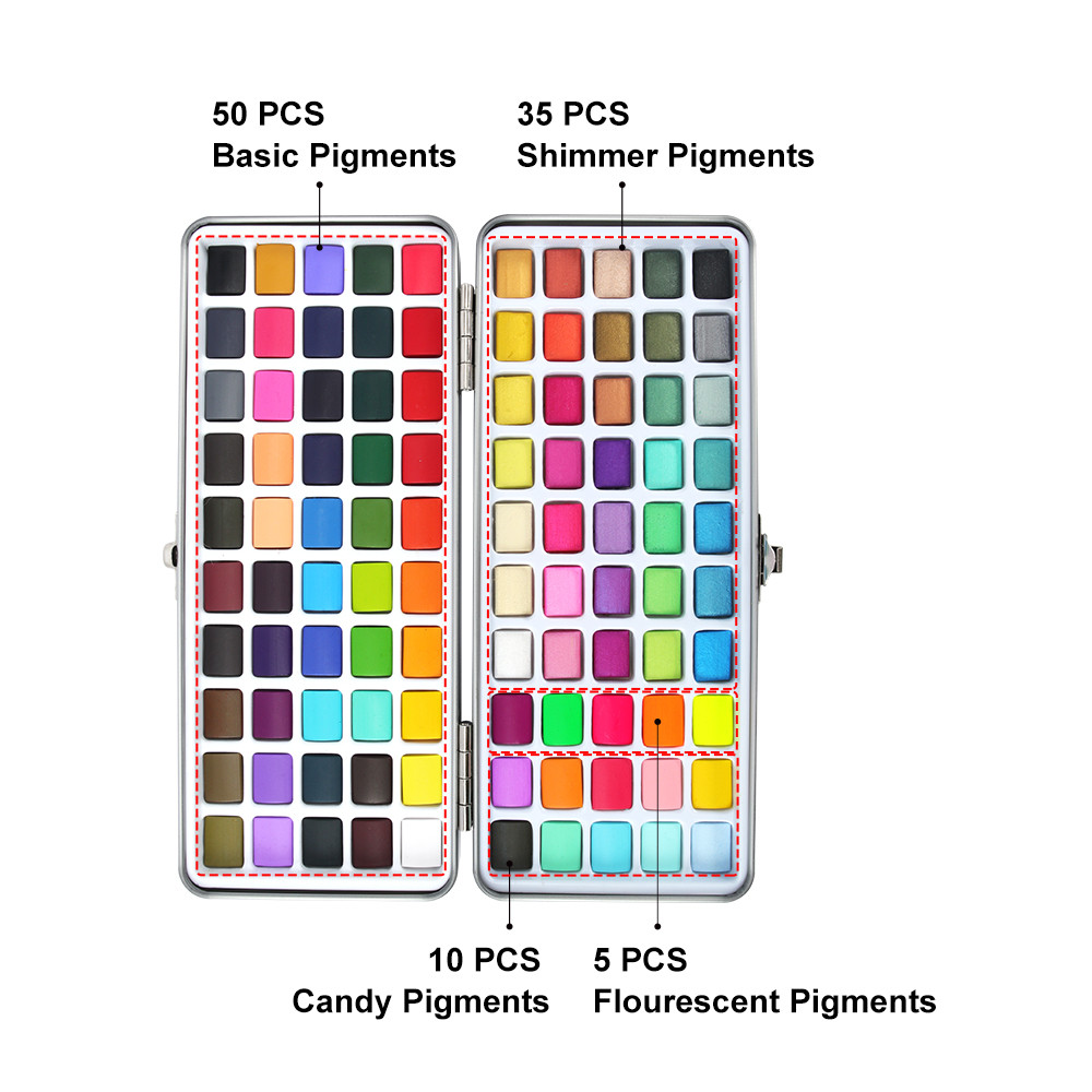 

Seamiart 100 Color Solid Watercolor Gift Set Watercolor Pigments With Paint Brush Coloring Papers