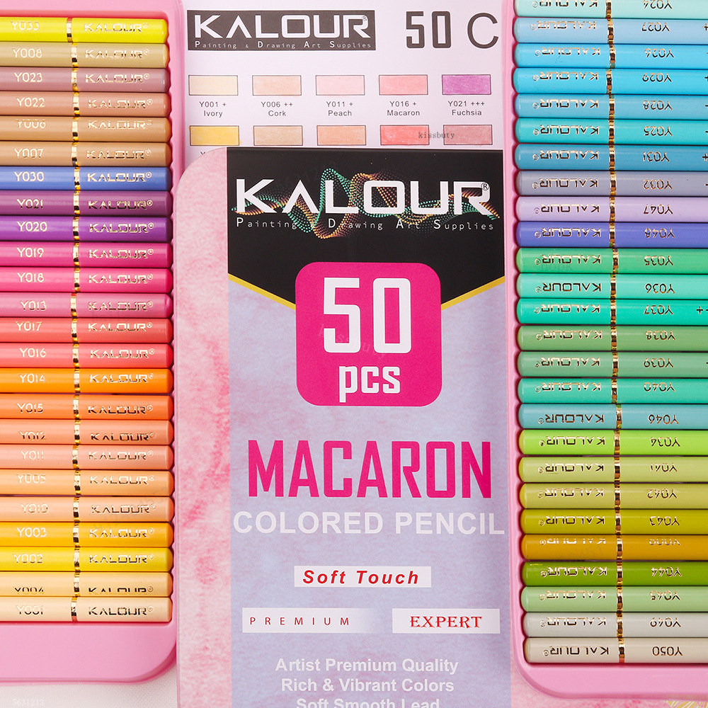 

50Pcs Metallic&Macaron Colored Pencils Iron Gift Box Soft Painting Colored Graffiti Pencils Drawing