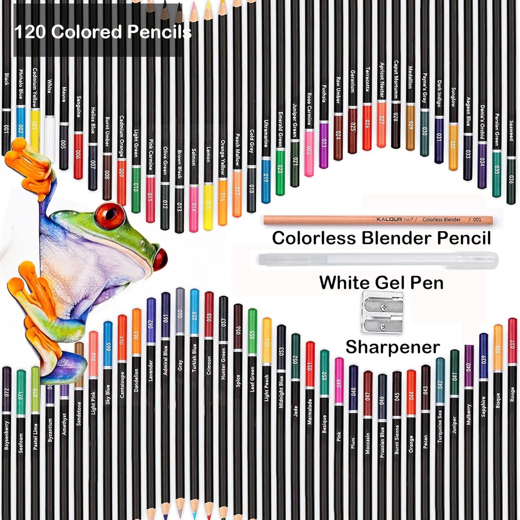 

Kalour Premium Colored Pencils,Set Of 120 Colors,Artists Soft Core With Vibrant Color,Ideal For