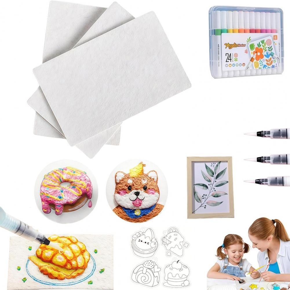 

Magic Foam Texture Painting Kit 3D Drawing Magic Canvas Sponge With Water Brush Puffy Popcorn