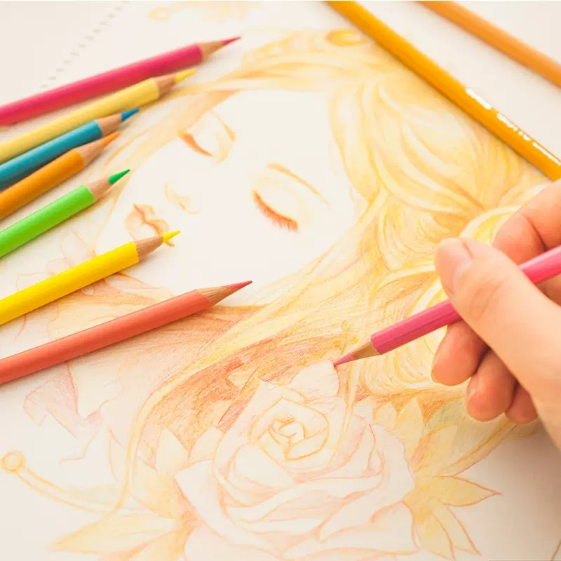 

24 Pieces/Box Wooden Colored Pencils Kawaii Children Drawings Non-Toxic Art Round Pencil For