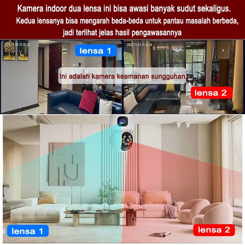 Yicsee Cctv 4g Sim Card All Operator Indoor SimCard kamera Gsm Jarak Jauh Lewat Hp Dual Lens 4MP