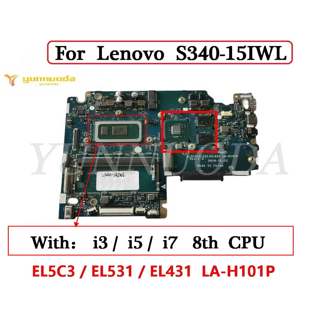 For Lenovo S340-15IWL S340-15IWL Laptop Motherboard EL5C3  EL531 EL431 LA-H101P With I3 I5 I7 8th CP