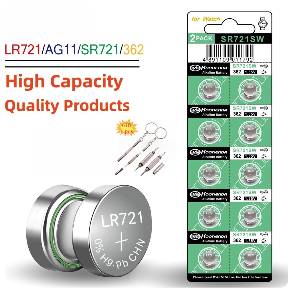 AG11 SR721SW 362 361 162 High Capacity 1.55V Button Coin Cell Watch Battery 0%Hg Mercury Free for Wa