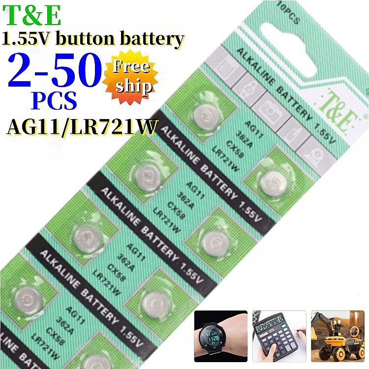 2PCS-50PCS 1.55V AG11 SG11 LR58 SR58 162 361 362 LR721 SR721 Button Batteries SR720 L721F Cell Coin 
