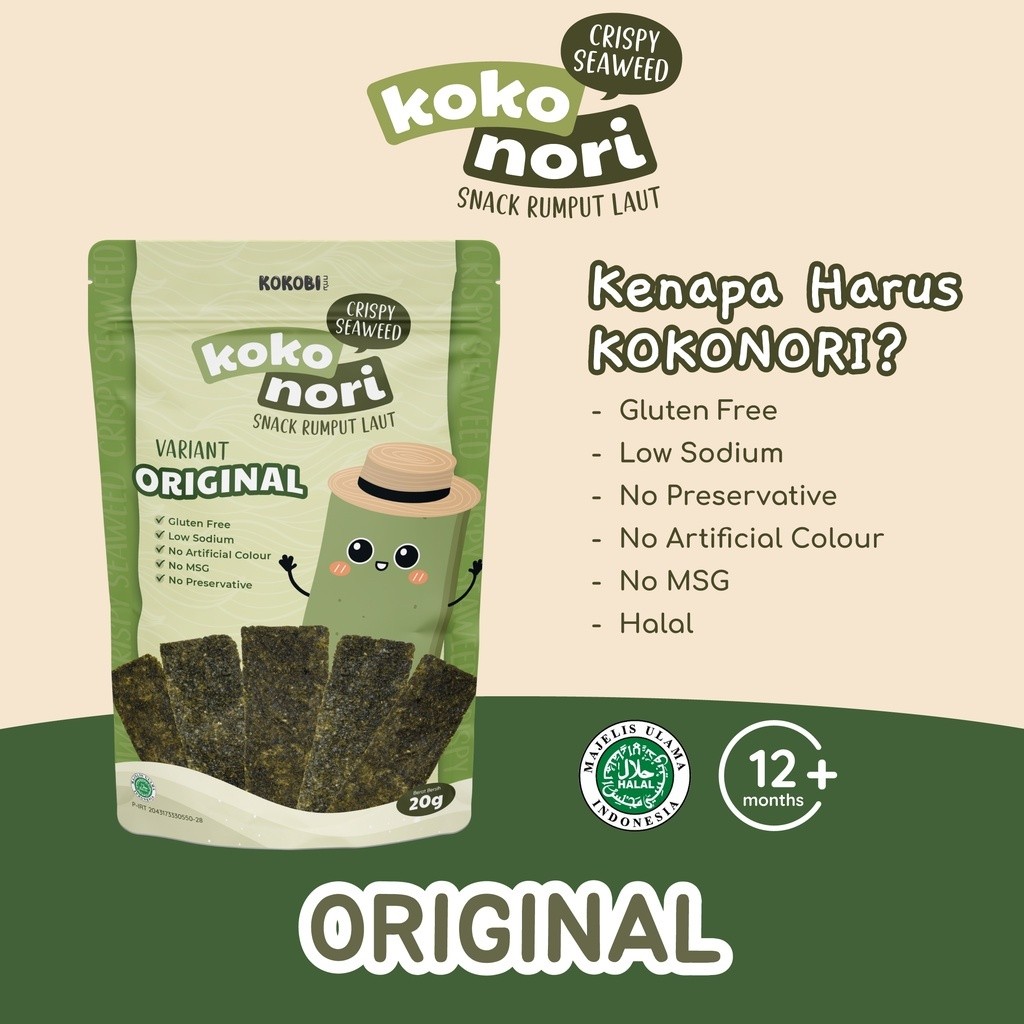 

Kokobi Koko Nori Crispy Seaweed 20gr / Snack Rumput Laut Sehat Anak