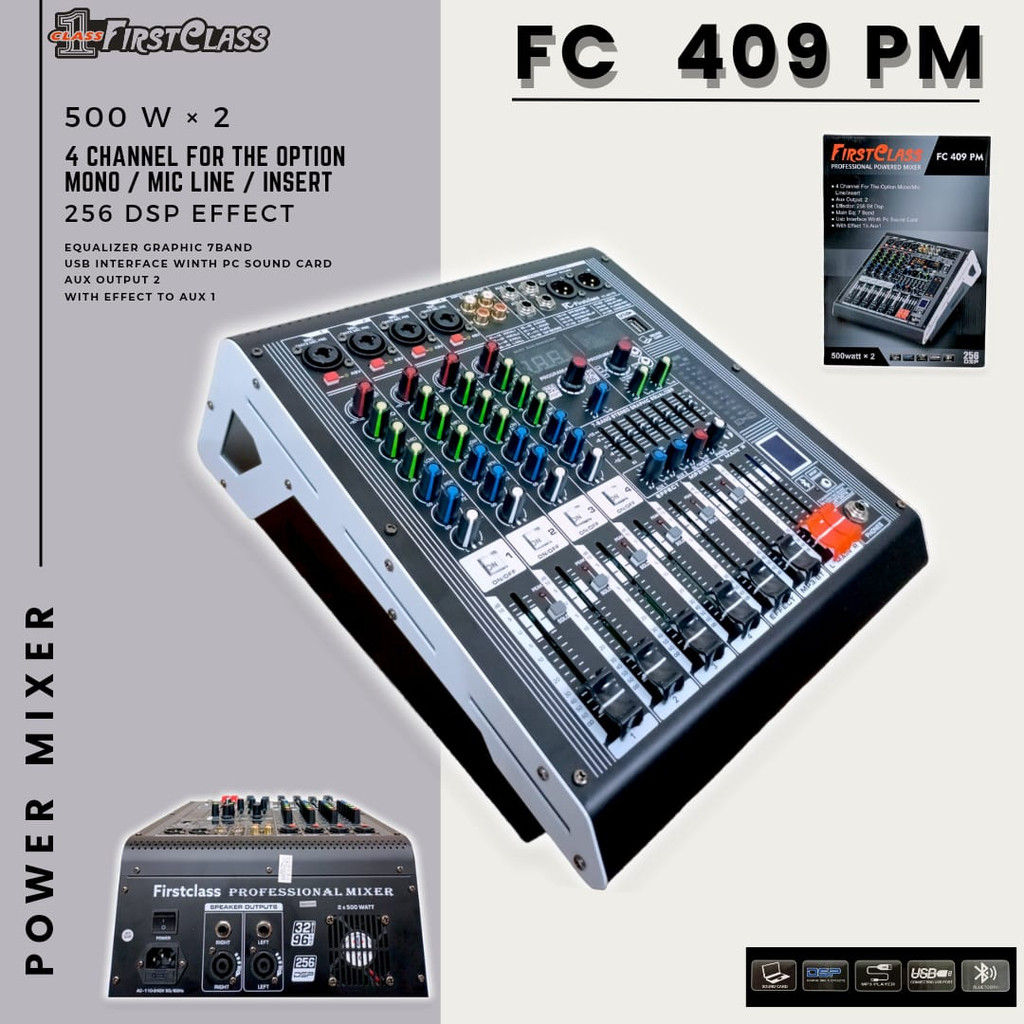 POWER MIXER FIRSTCLASS FC 409 PM 4 channel mixer 409PM 256 DSP EFFECT mikser power 4ch 4 channel