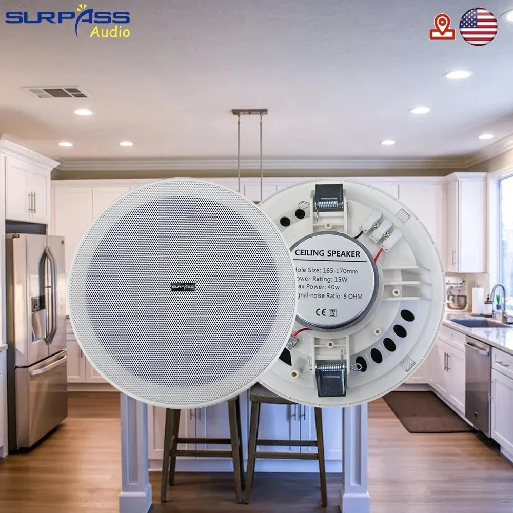 Home Background Music System 6 Inch 8ohm 15W Surround Sound Passive Audio passive Ceiling Speakers L