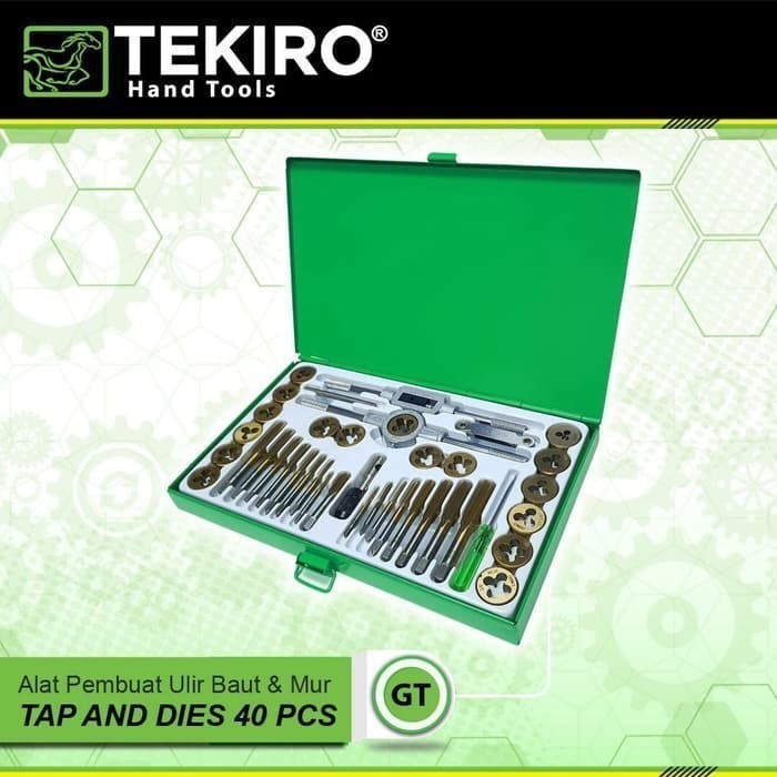 READY Tekiro Hand Tap and Dies Set 40PCS / Alat Senai Ulir Drat Baut Mur Set 40 PCS