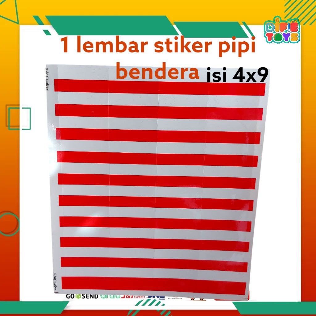 

10 Lembar Stiker Pipi Isi 4x9 Stiker Bendera Merah Putih