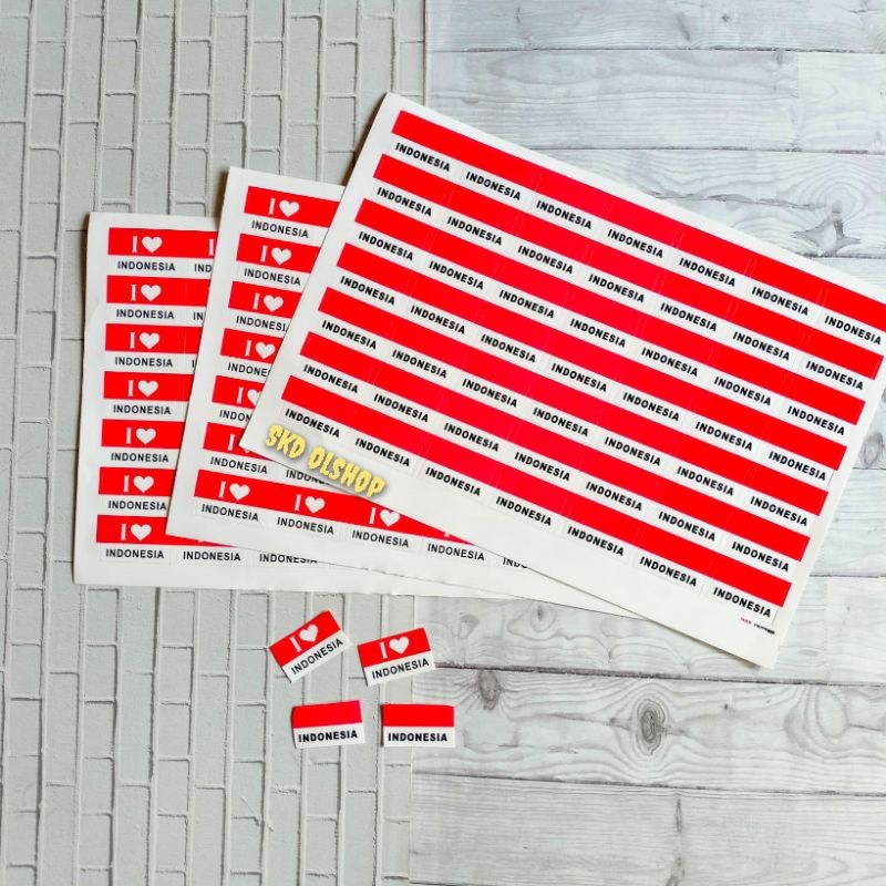 

Stiker Pipi /stiker tempel Merah Putih 1 lembar isi 49 pcs