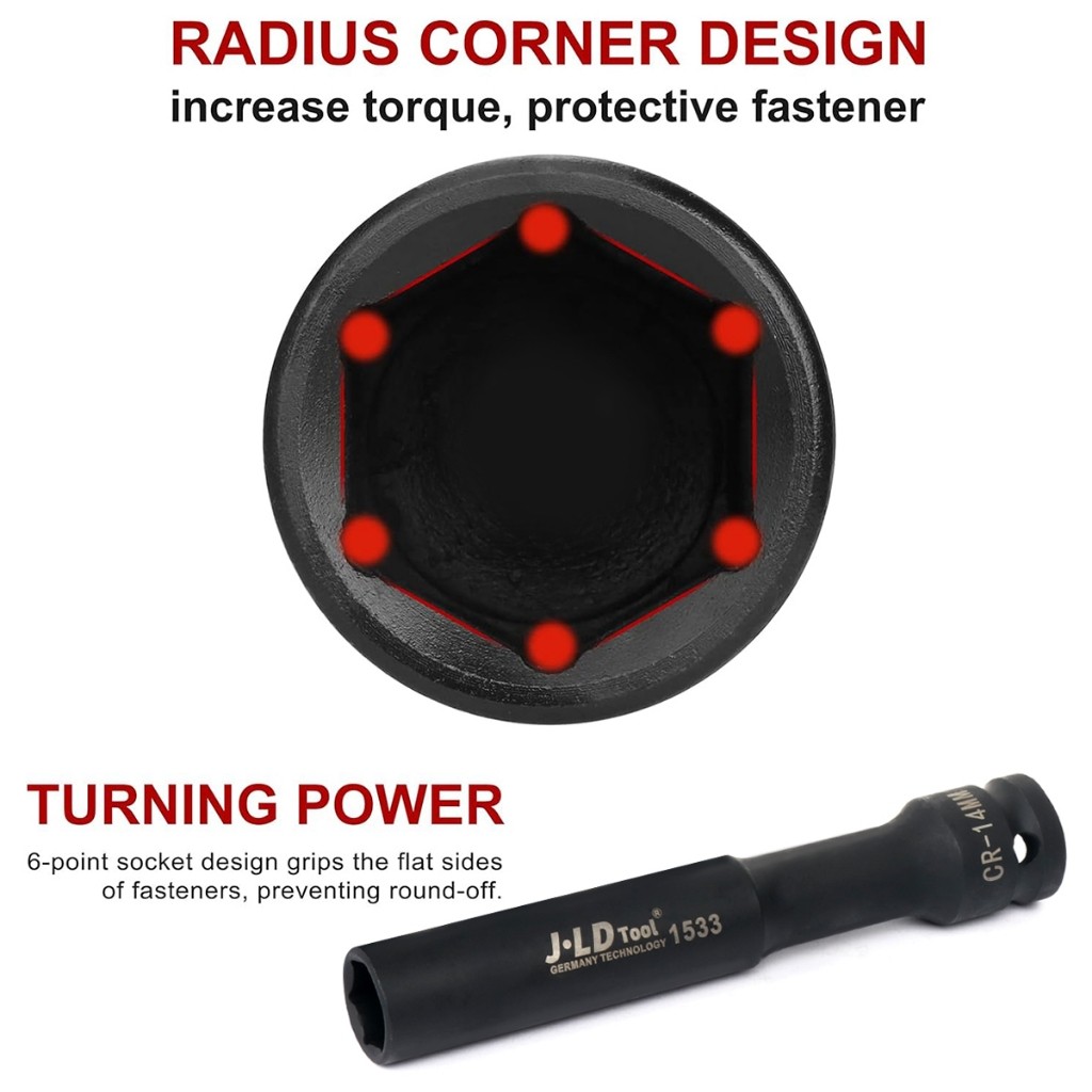 Promo Jld 1/2" Mata Kunci Shock Extra Panjang 130Mm Impact Kunci Socket Impact Sok Impact Wrench