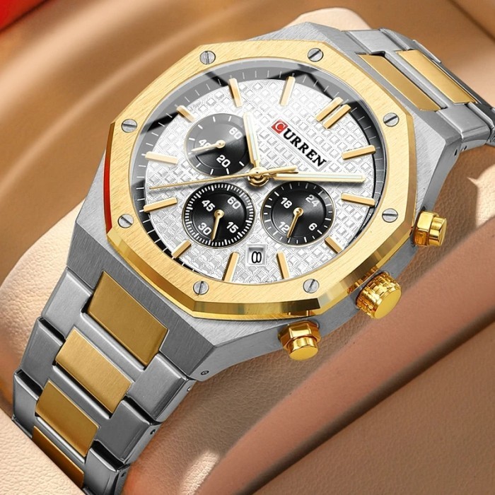 CURREN Temperament Men Luxury Fashion Design Gold Men Watches