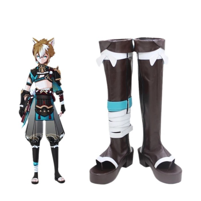 Anime Game Genshin Impact Gorou Cosplay Women Shoes Boots Props