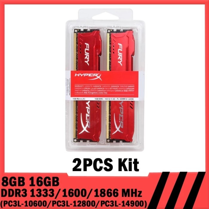 HyperX Fury Memoria DDR3 RAM 8GB 2x4GB 16GB 2x8GB Kit 1866MHz 1600MHz