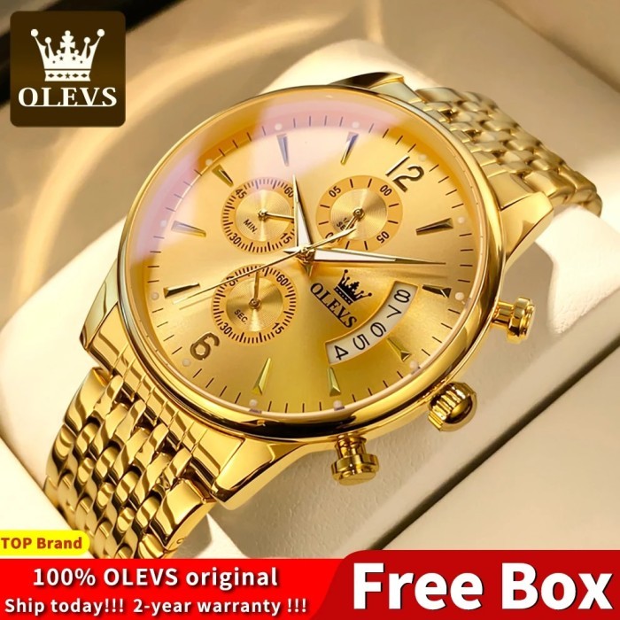 OLEVS Luxury Brand Golden Fashion Quartz Men's Wrist Watch Watperoof