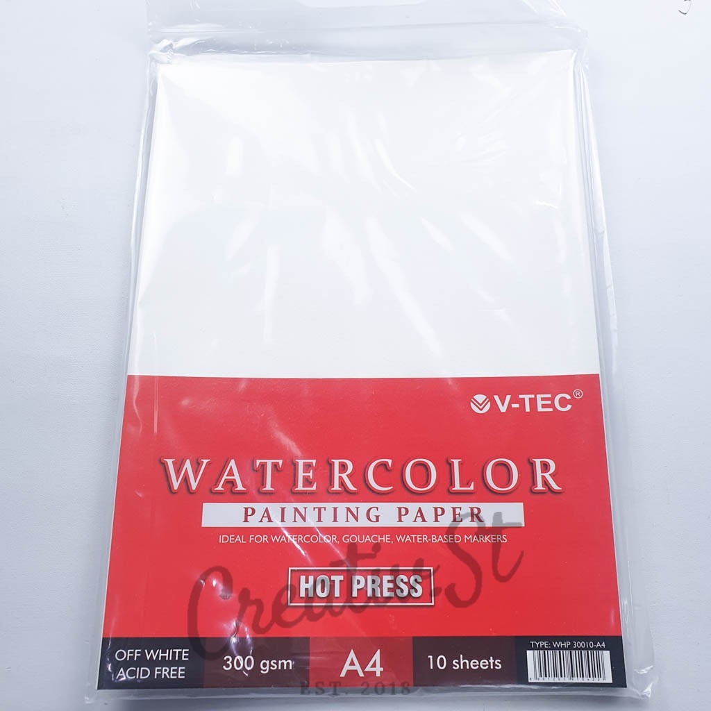 

[READY] V-TEC Water Color Paper 300 Gsm Hot Press 10 Sheet A4 21 Cm X 30 Cm