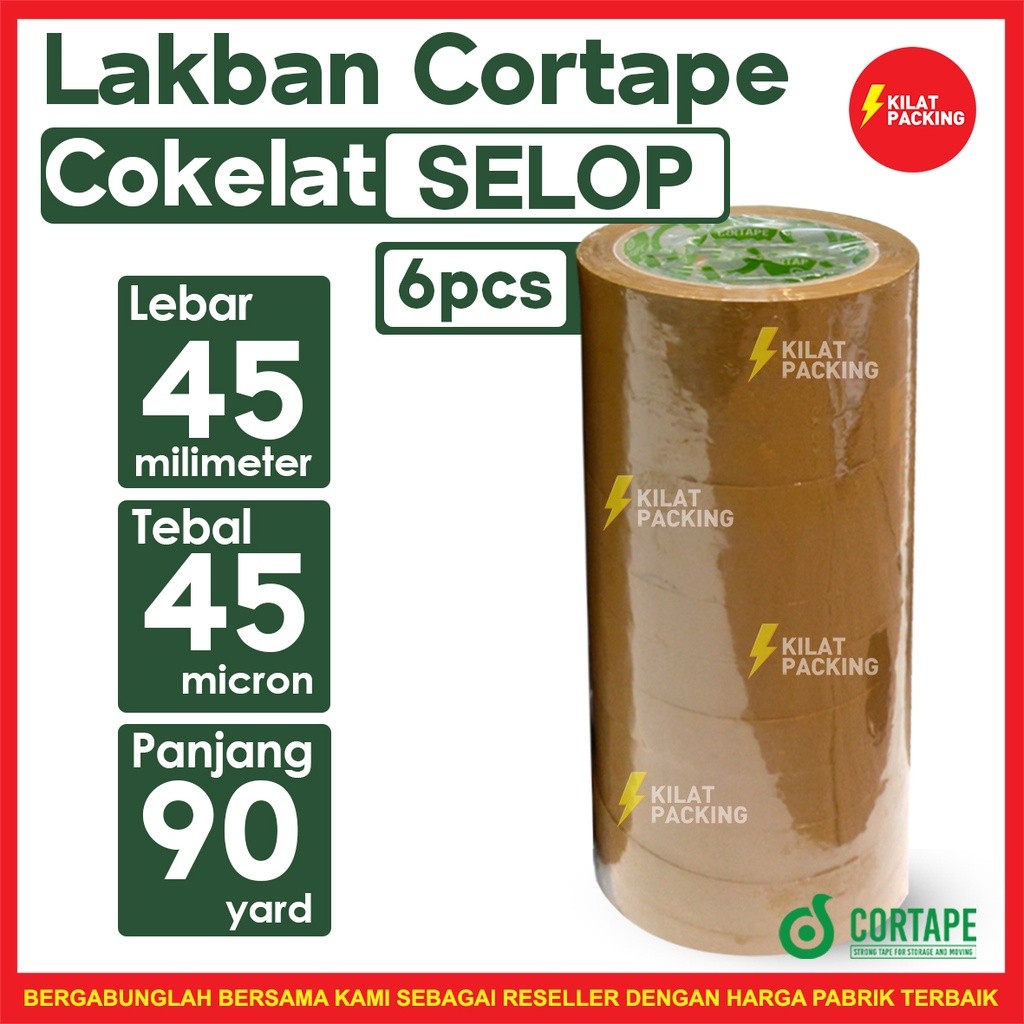 

JH8 Lakban Cortape Coklat 45 mm x 90 yard Ekonomis Termurah 1 Selop